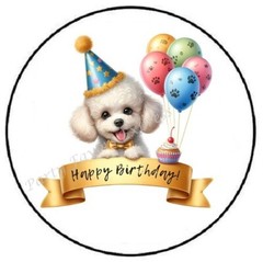 HAPPY BIRTHDAY POODLE ENVELOPE SEALS LABELS STICKERS PARTY FAVORS