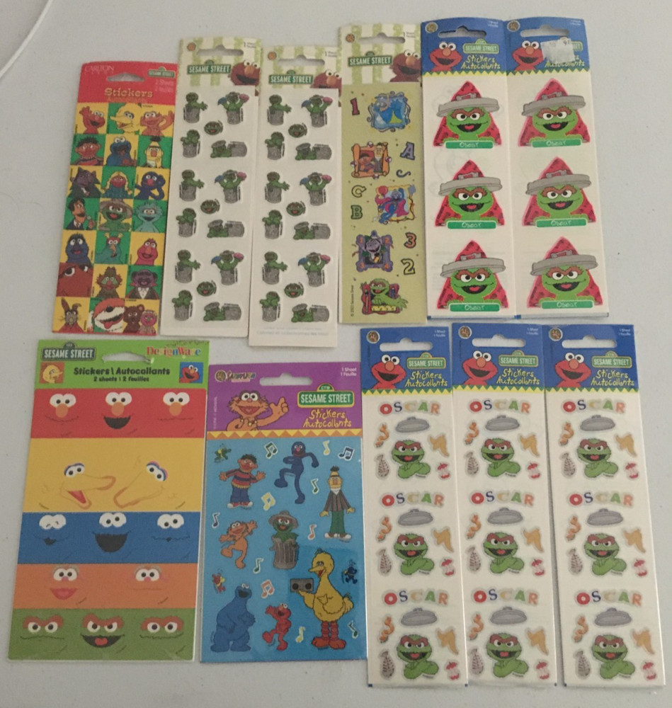 Assorted Lot of 11 SandyLion/Carlton Sesame Street Stickers Autocollants NEW