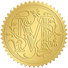 2 Inch Envelope Seals Stickers Letter M 100pcs Embossed Foil Seals Adhesive G…