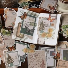 80/pk WHITE FLORAL Retro Scrapbook Accents Ephemera Stickers Art Junk Journal