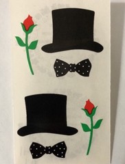 FORMAL Stickers(6pc) Mrs.Grossman’s•Blk Top Hat•Roses•Tie•Wedding•Prom•Groom•