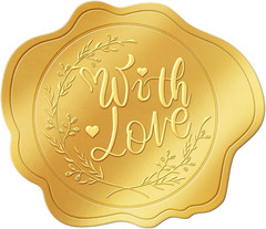 300 Pcs Gold Envelope Seal Stickers Embossed Foil, with Love Heart Stickers