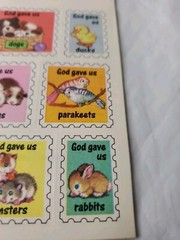 Vtg Stickers God Gave Us Animals Kittens Puppies Duck Sticker Pack 6 Sheets 1998