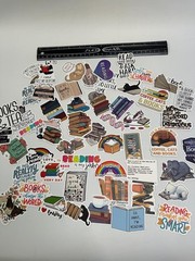lot of 54 book themed stickers-colorful- books-cats-tea-I love reading stickers