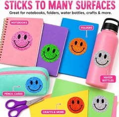 1000 PCS Glitter Smiley Face Stickers for Kids – 1 Inch Round Holographic Happy