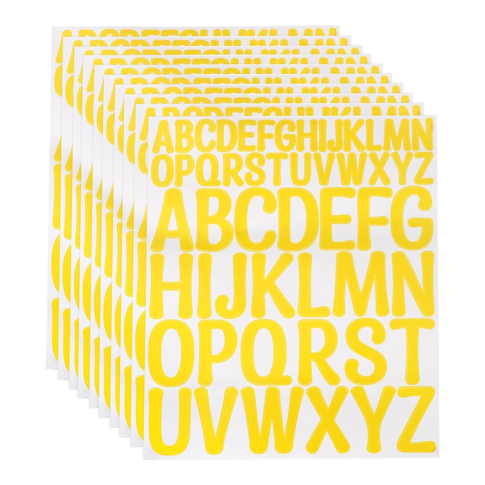 624 Pieces Vinyl Letter Stickers, 12 Sheets 2 Inch Yellow Artistic Font