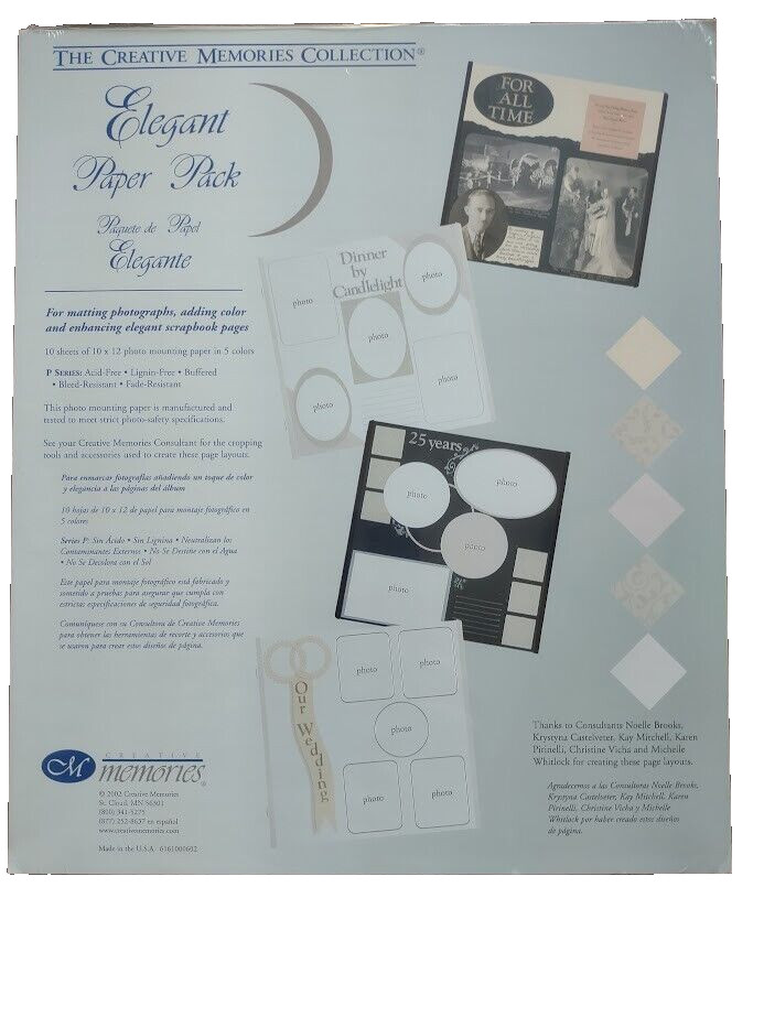 Creative Memories Elegant Paper Pack 10 Sheets 10″ x 12″ Photo Mounting Paper