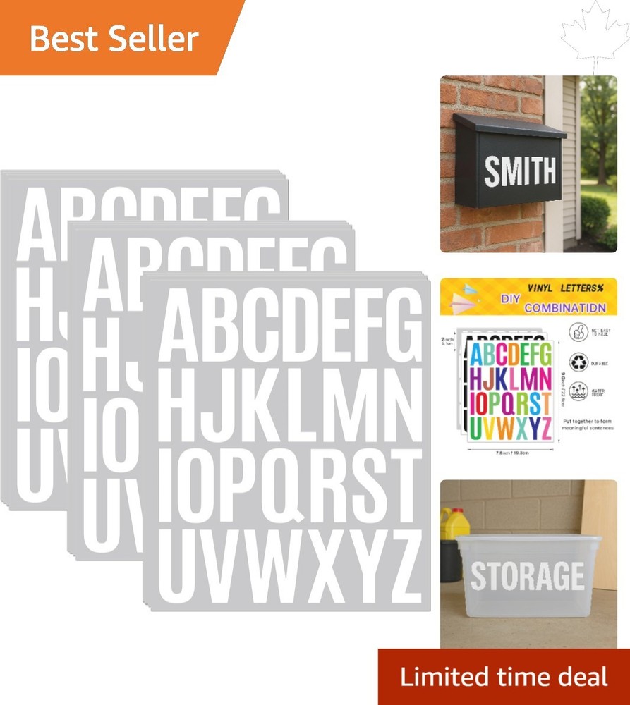 Vinyl Lettering Stickers – 12 Sheets, 312 Waterproof Letter Stickers for Crafts