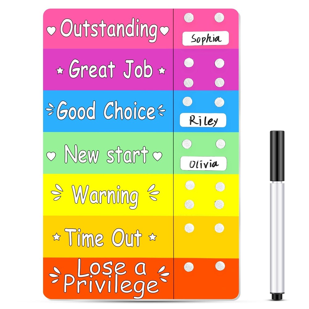 1 PCS Colorful Reward Incentive Behavior Chart Blank Movable Name Pieces 12×8″