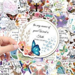 20Pcs Random Aesthetic Butterfly Inspirational Bible Verse Waterproof Stickers