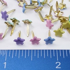 50 Mini Star Brads 5 Pastel Colors Stars Fasteners Paper Art Scrapbooking Crafts