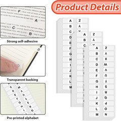 A-Z Letters Tabs Sticky Alphabet Tabs Self Adhesive Page Tabs Indexes for Books