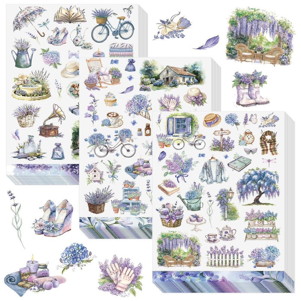 Eaasty 930 Pcs Wisteria Spring Stickers Natural Purple Flower Vinyl Colorful