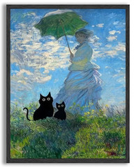 USA Veteran Made Funny Black Cat Wall Art Set of Six Vintage Monet Matisse Art