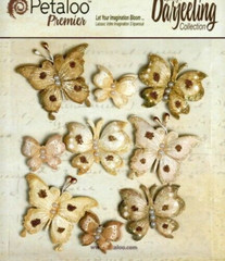 9 Butterflies SHABBY BEIGE NATURALS – 3-21x25mm; 3-30x37mm; 3-38x42mm Pet DB