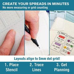 Portable Planner Stencils – x16 Small Square Journal Stencils with Templates for
