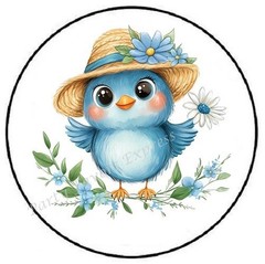 ADORABLE BLUE BIRD WITH HAT ENVELOPE SEALS LABELS STICKERS PARTY FAVORS