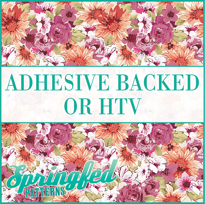 FLORAL PRINT Pattern #1 Adhesive Vinyl or HTV Heat Transfer Vinyl Flowers