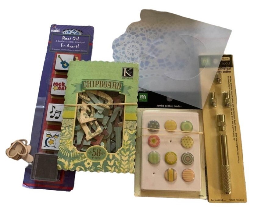 Scrapbooking Embellishments Set Stencils Tools Chipboard Rub For Creative Crafti