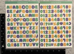 Lot of 6 Sheets Alphabet Letter Number Rainbow Colorful Stickers