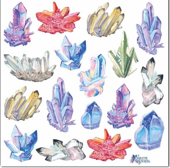 Violette Stickers Pastel Crystals Geode Rock Craft Planner Supply Scrapbook