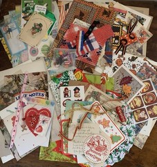 Assorted Holiday Themed Vintage Junk Journaling Paper & Buttons Packet 130 Items