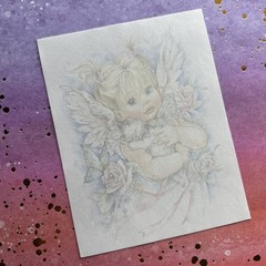 Vintage 80s 90s Pastel Heavenly Angel Kitten Santiago Stationery Paper Sheets