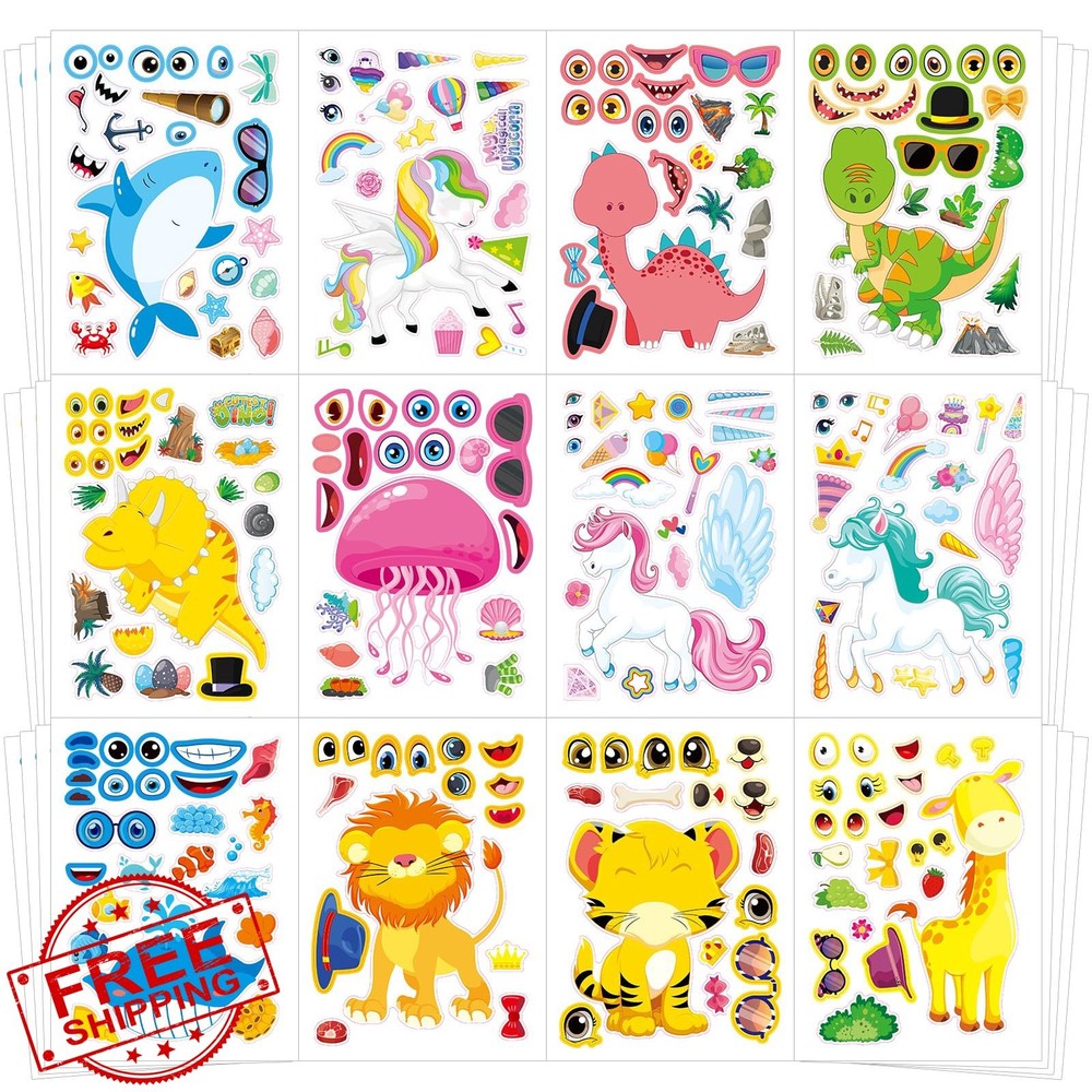 Cosomia 48 Sheets Mixed Animal Stickers