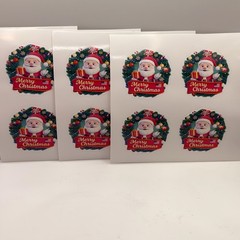 Christmas Santa Stickers – 1.5” Circle – 4 Sheets – Merry Christmas Labels