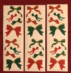 Mrs Grossman’s Red & Green CHRISTMAS BOWS Sticker Strip LOT of 3