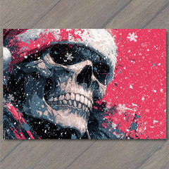 STICKER Skull Santa Hat Red Snow Splatter Holiday Horror Metal Christmas Cool