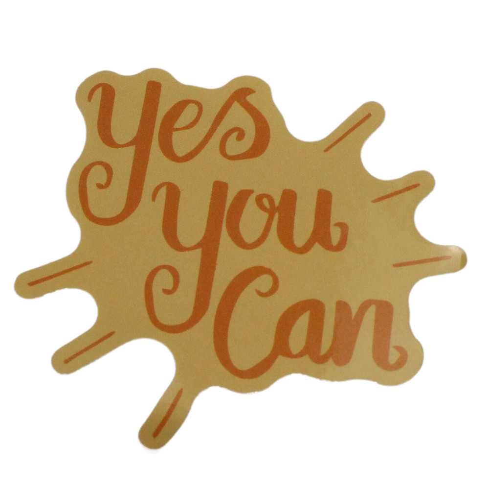 Yes You Can Yellow Orange Inspiration Motivation Positive Sayings Motto Sticker