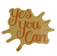 Yes You Can Yellow Orange Inspiration Motivation Positive Sayings Motto Sticker