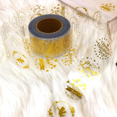 Valentines Stickers, 1.5 Inches, 600 Sheets, 6 Waterproof Transparent Gold Foil
