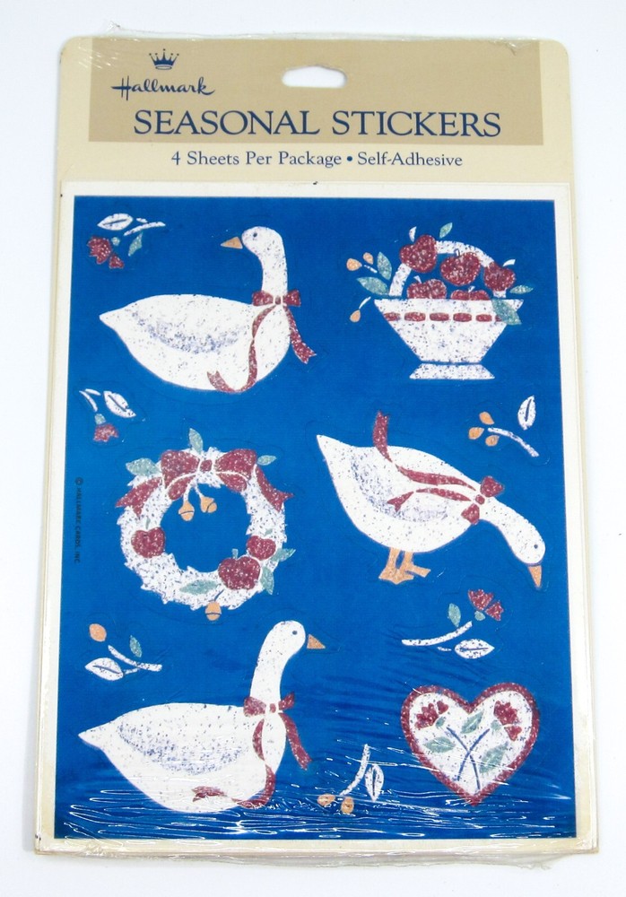 Vintage Hallmark “Country Duck Goose Geese” 4 Sheets Sticker Pack ~ 48 Stickers
