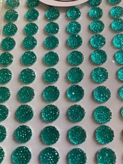 3D ADHESIVE GEMSTONE ROUND GEMS TEAL BLUE GEMS 60 PCS