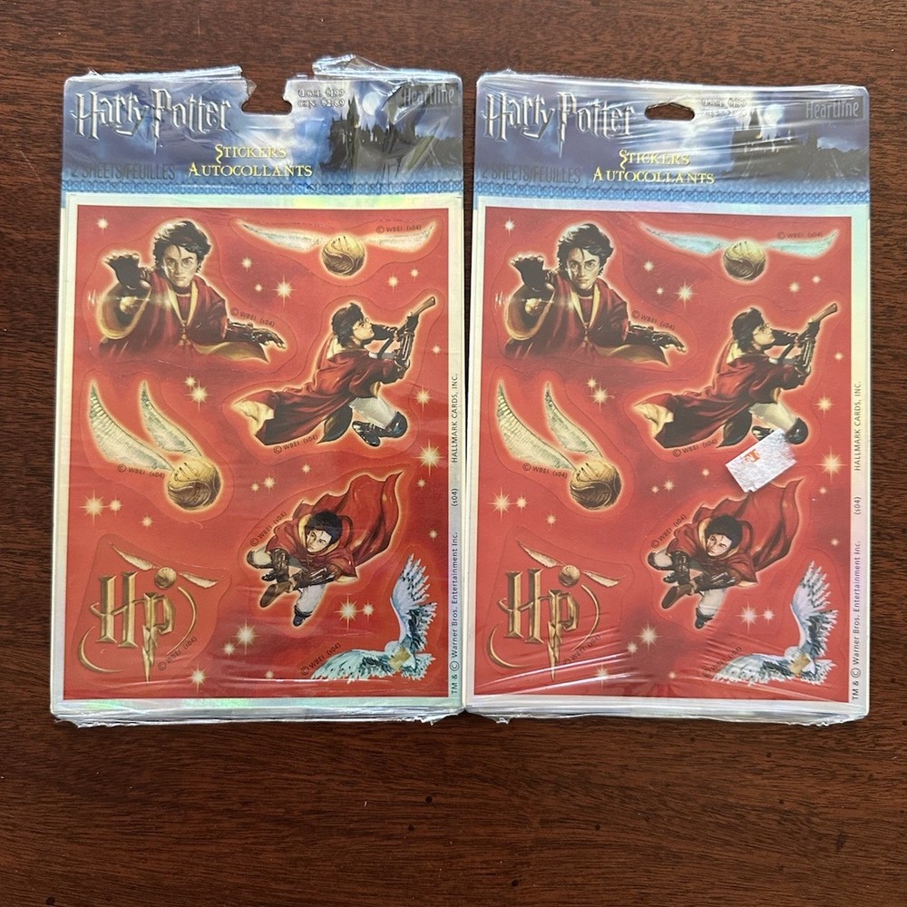 Vintage Harry Potter Quidditch Stickers 2004 Red Foil Metallic Hallmark Lot of 2