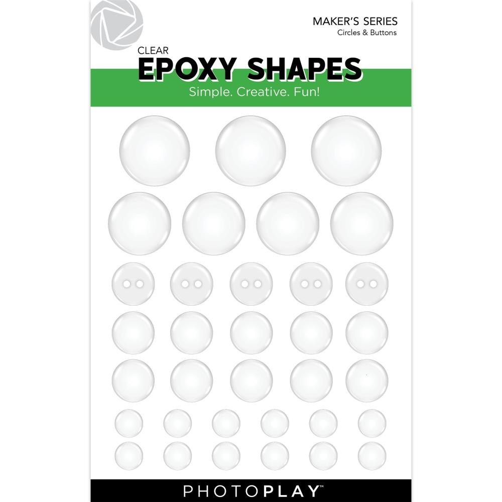 PhotoPlay Clear Epoxy Shapes Stickers – Circles & Buttons