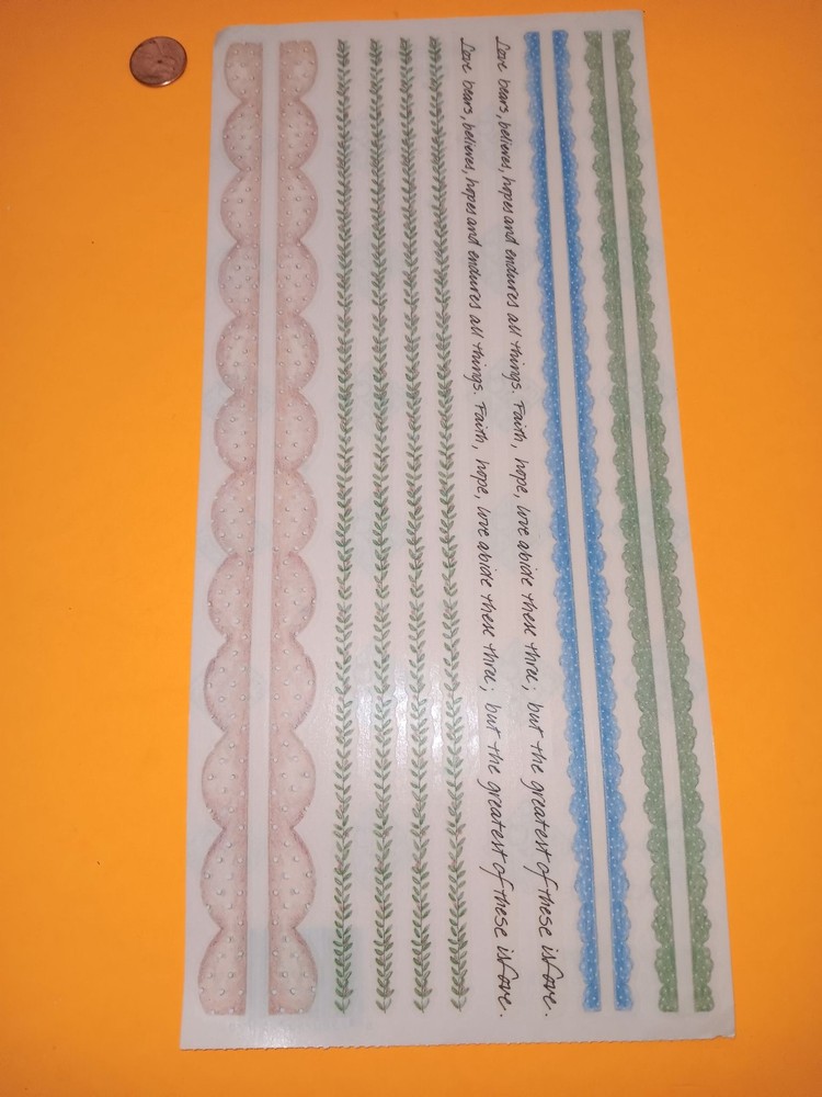 Scrapbook Border Stickers Sheet Scallop Vine Lace Washi Style Embellishments