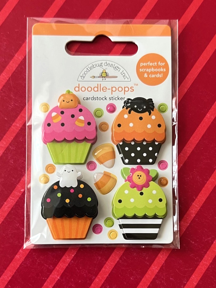 NEW – HALLOWEEN CUPCAKE TREATS- 3D STICKERS BY DOODLEBUG
