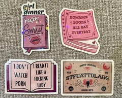 Holographic Smut Stickers | Romance Bookish Glitter Decals for Spicy Readers x8