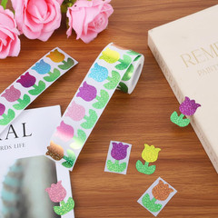 500 PCS Glitter Tulip Flower Stickers 1.5 Inch, Spring Self-Adhesive Decor