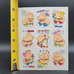 1 Sheet Vintage Stickers Human Beans Characters I’m A Human Bean M.I. 1980s