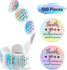 500Pcs Thank You for Supporting My Small Business Stickers 1.5 Inch Black and Sl