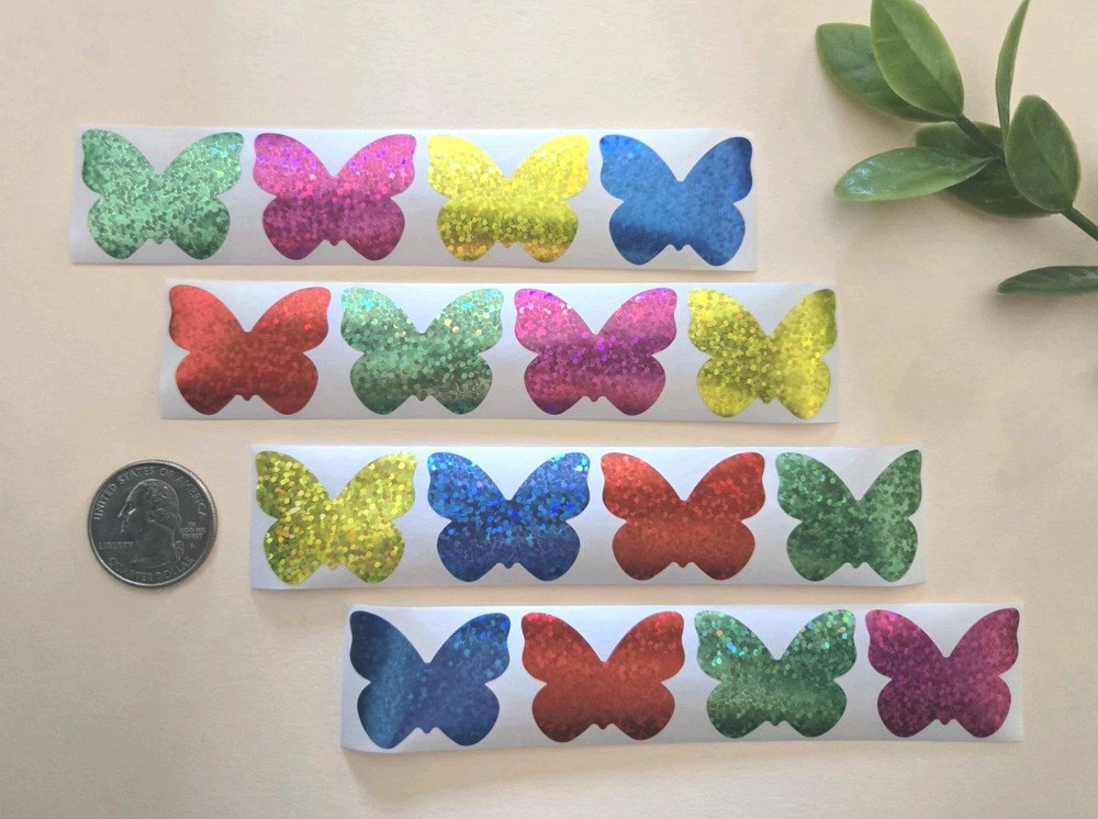 16 Sparkly Butterfly Stickers/Pretty Butterfly Stickers/Spring Summer Stickers
