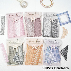 90PCS Vintage Lace Frame Stickers, Retro Scrapbook Stickers with Elegant Borders