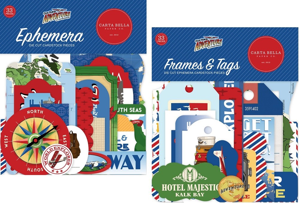Carta Bella OUR TRAVEL ADVENTURE *2 Packs* Ephemera Die Cuts + Frames Tags 66pcs