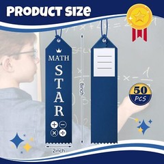 50 Math Star Award Ribbons Student Prizes for School Competition Navy