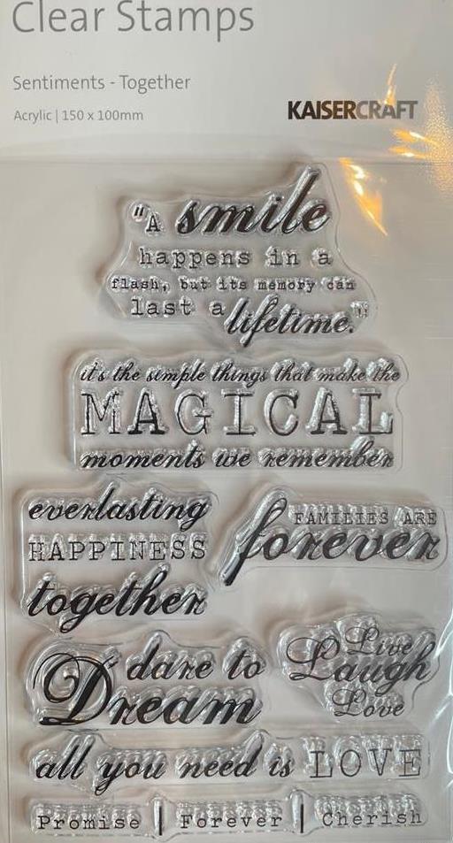 New KAISERCRAFT RUBBER STAMP clear cling MAGICAL SAYINGS love