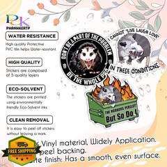 3pc Funny Possum Sticker 3″ Waterproof Vinyl Laptop Water Bottle Decal